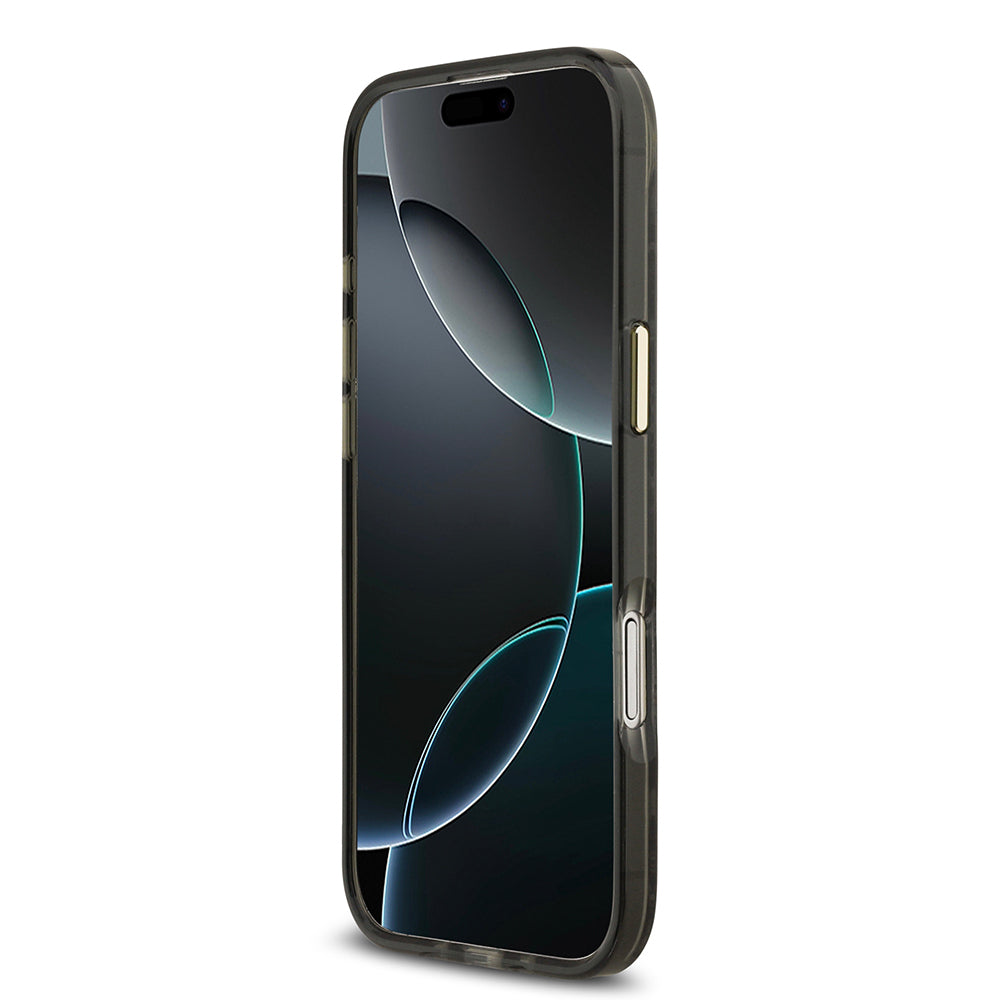 Apple iPhone 17 Air Kılıf Guess Orjinal Lisanslı M-safe Şarj Özellikli Yazı Logolu Python Desenli Kapak Siyah