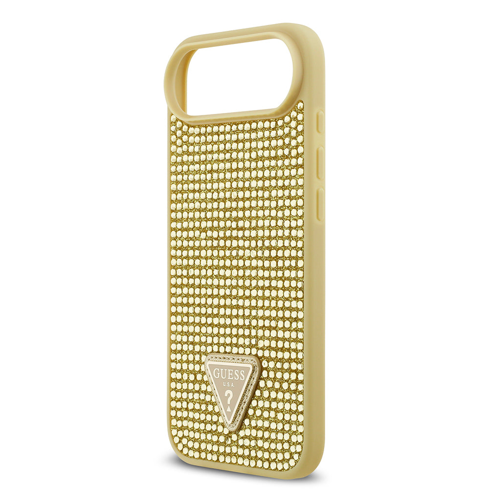 Apple iPhone 17 Air Kılıf Guess Orjinal Lisanslı Taşlı Arka Yüzey Üçgen Logolu Kapak Gold