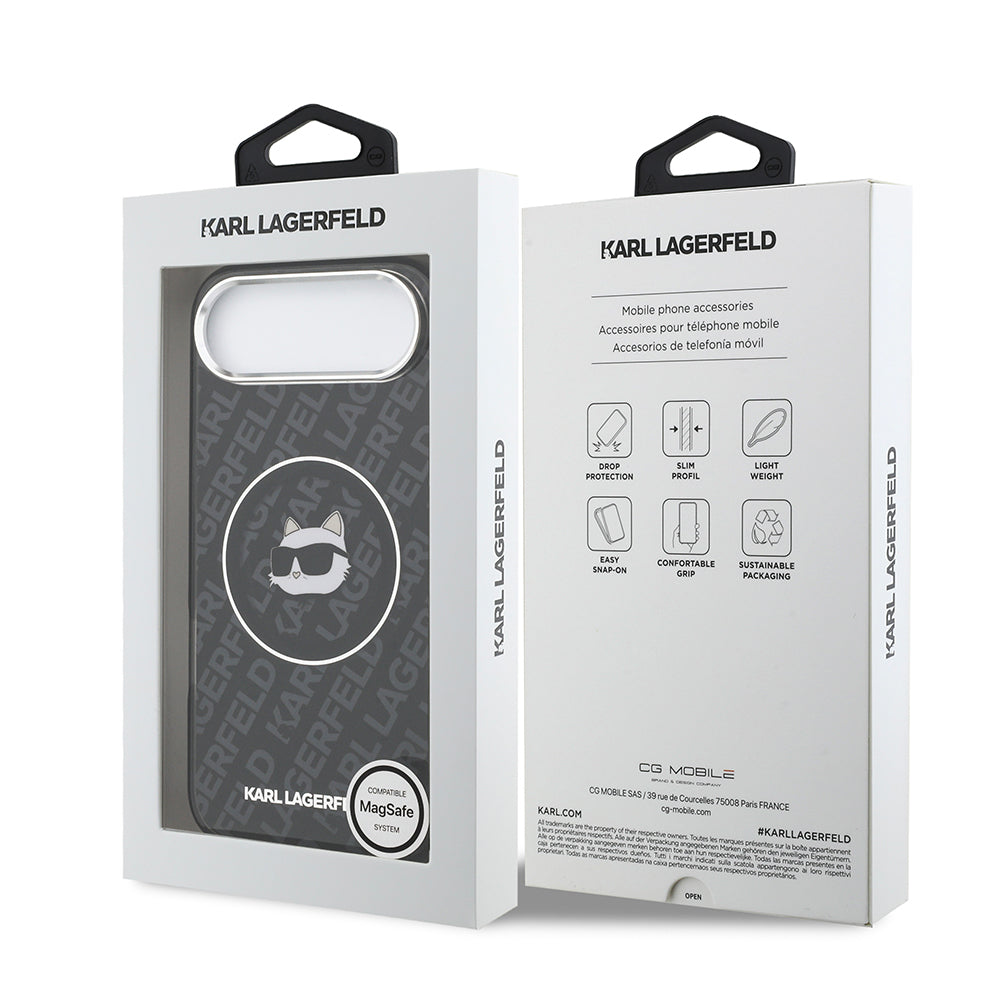 Apple iPhone 17 Air Kılıf Karl Lagerfeld Orjinal Lisanslı IML Baskılı Choupette Heads Kapak Siyah