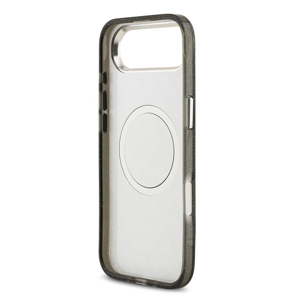 Apple iPhone 17 Air Kılıf Karl Lagerfeld Orjinal Lisanslı Parlayan Simli Karl & Choupette Heads Kapak Siyah