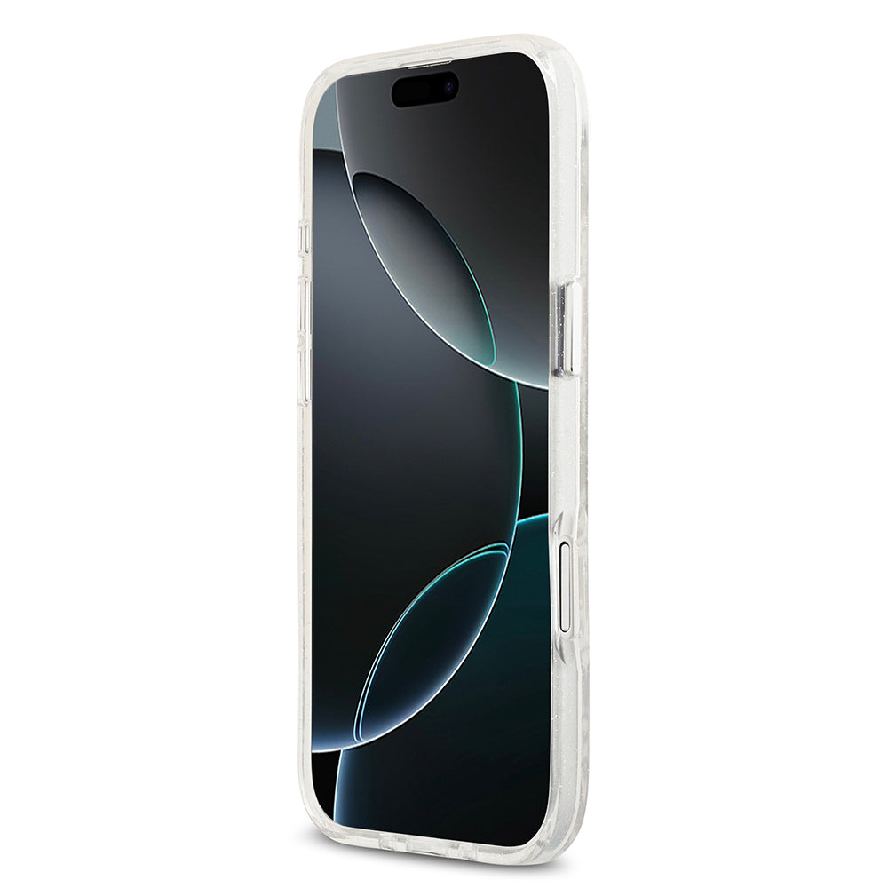 Apple iPhone 17 Air Kılıf Karl Lagerfeld Orjinal Lisanslı Parlayan Simli Karl & Choupette Heads Kapak Gri