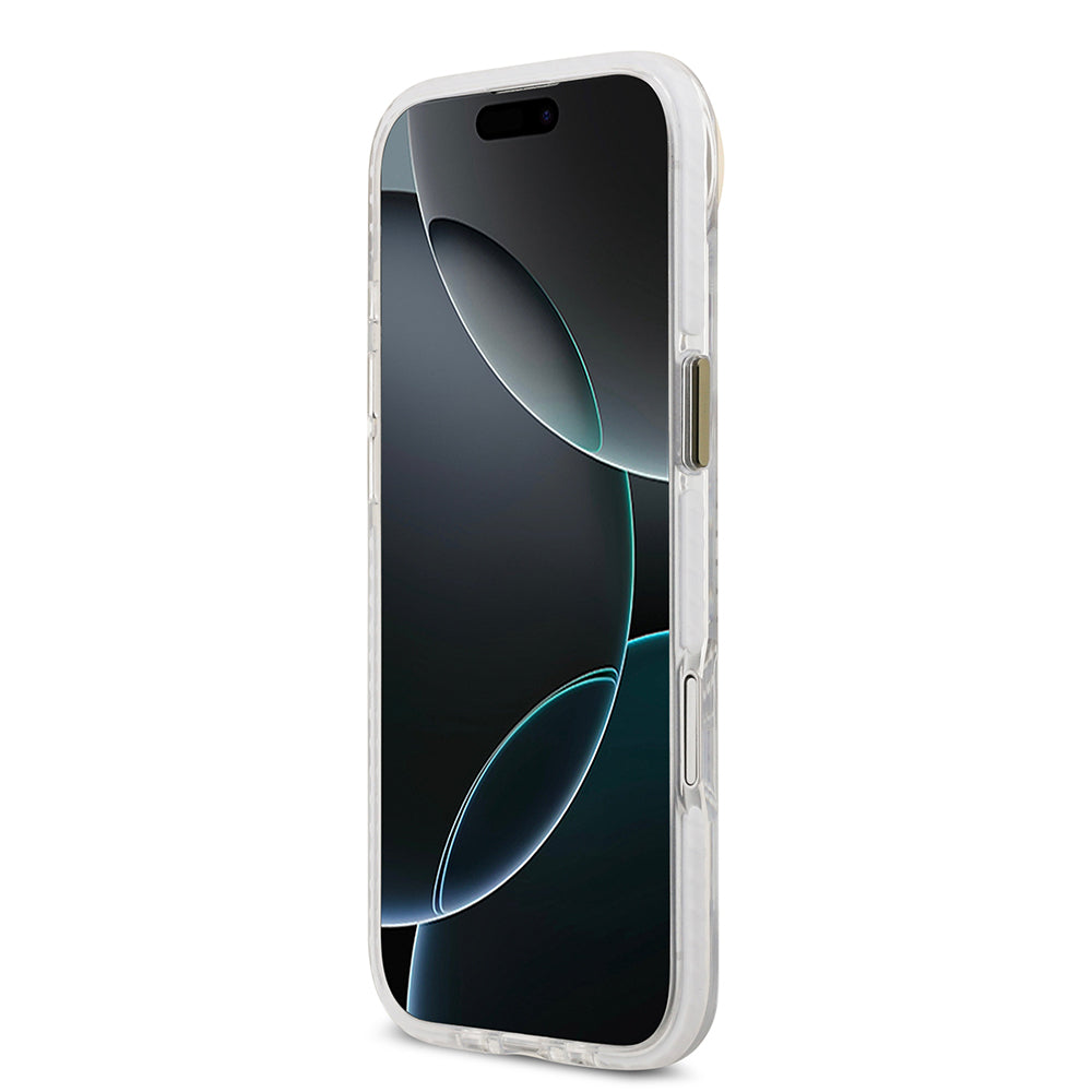 Apple iPhone 17 Air Kılıf Lacoste Orjinal Lisanslı M-safe Şarj Özellikli Gold Timsah Logolu Buzlu Kapak Beyaz