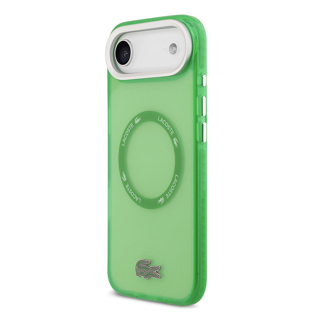 Apple iPhone 17 Air Kılıf Lacoste Orjinal Lisanslı M-safe Şarj Özellikli İkonik Timsah Logolu Buzlu Kapak Yeşil
