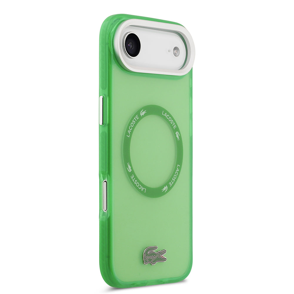 Apple iPhone 17 Air Kılıf Lacoste Orjinal Lisanslı M-safe Şarj Özellikli İkonik Timsah Logolu Buzlu Kapak Yeşil