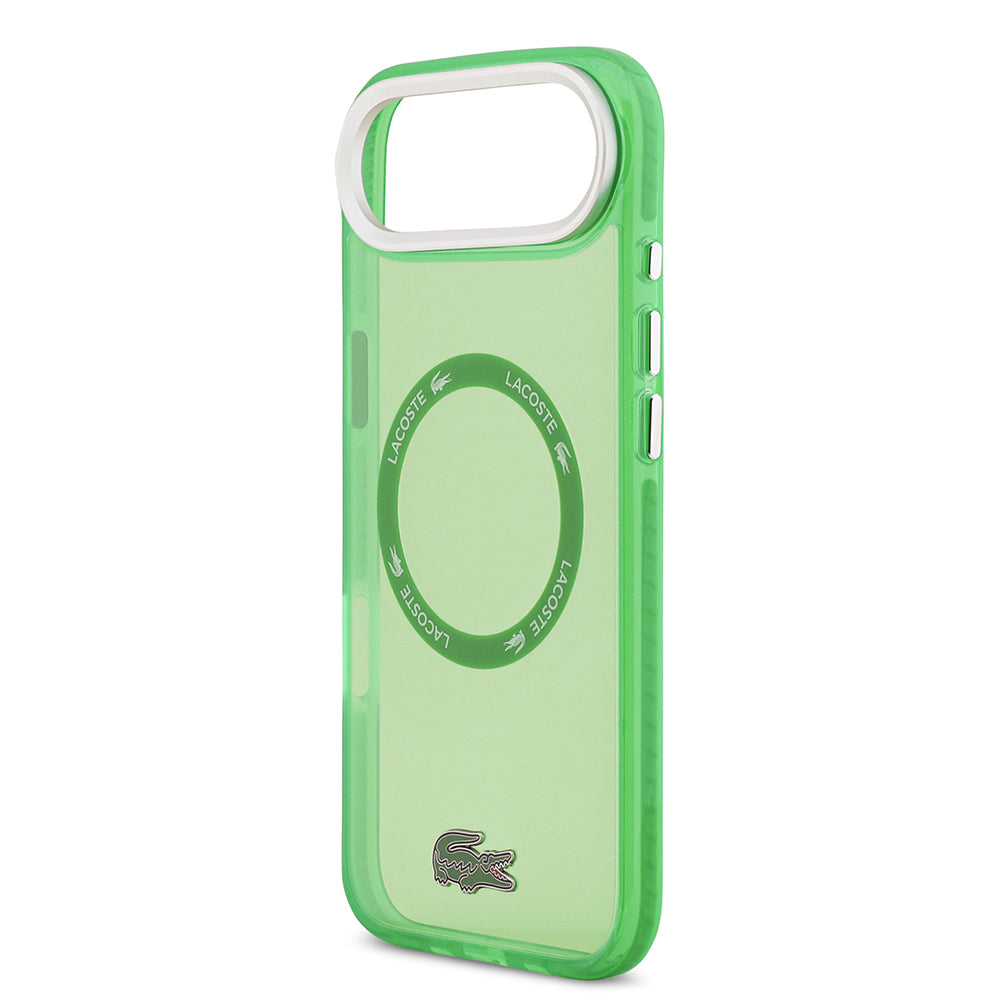 Apple iPhone 17 Air Kılıf Lacoste Orjinal Lisanslı M-safe Şarj Özellikli İkonik Timsah Logolu Buzlu Kapak Yeşil