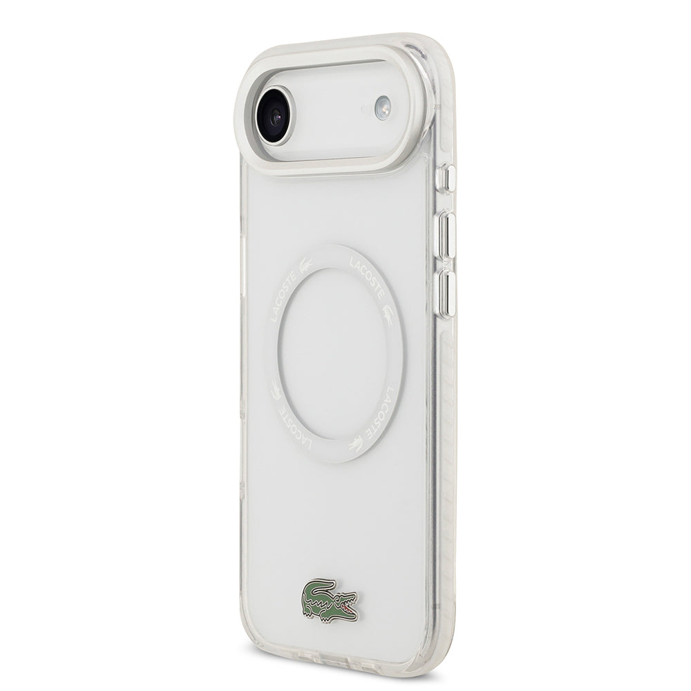 Apple iPhone 17 Air Kılıf Lacoste Orjinal Lisanslı M-safe Şarj Özellikli İkonik Timsah Logolu Buzlu Kapak Beyaz