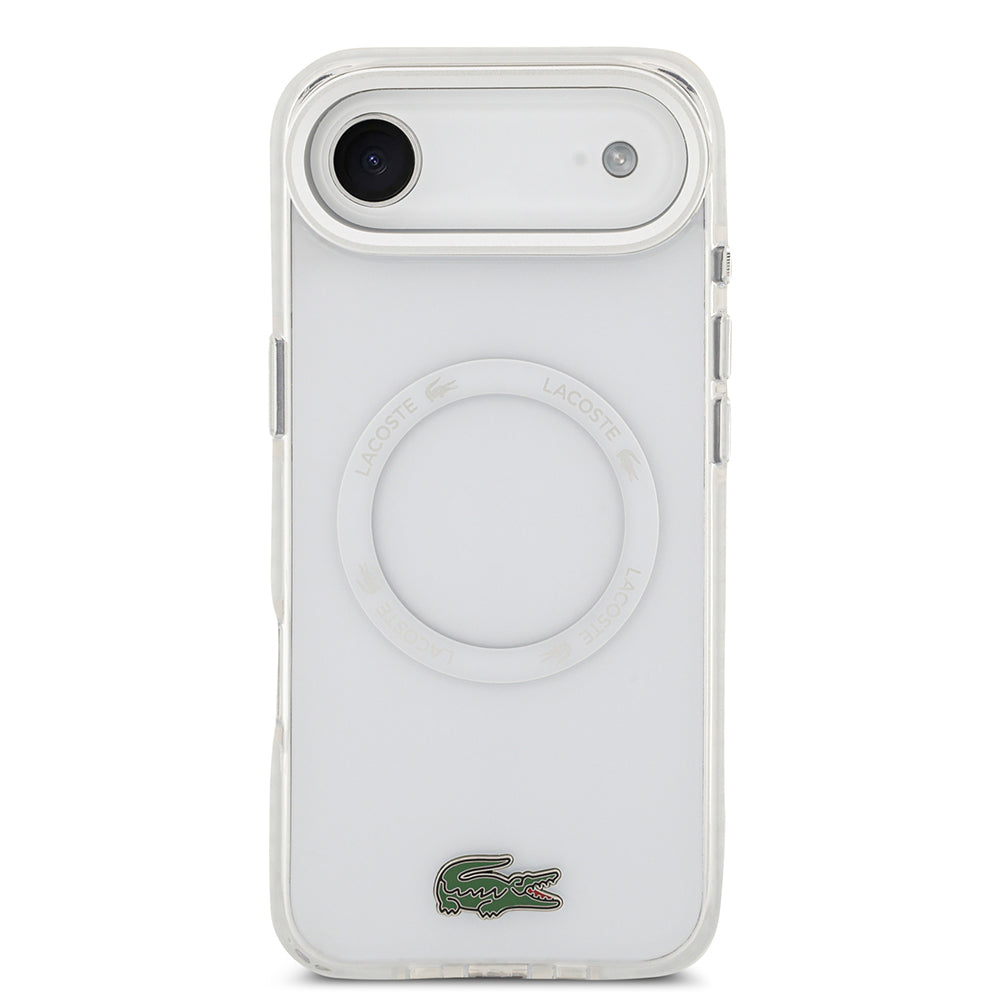 Apple iPhone 17 Air Kılıf Lacoste Orjinal Lisanslı M-safe Şarj Özellikli İkonik Timsah Logolu Buzlu Kapak Beyaz