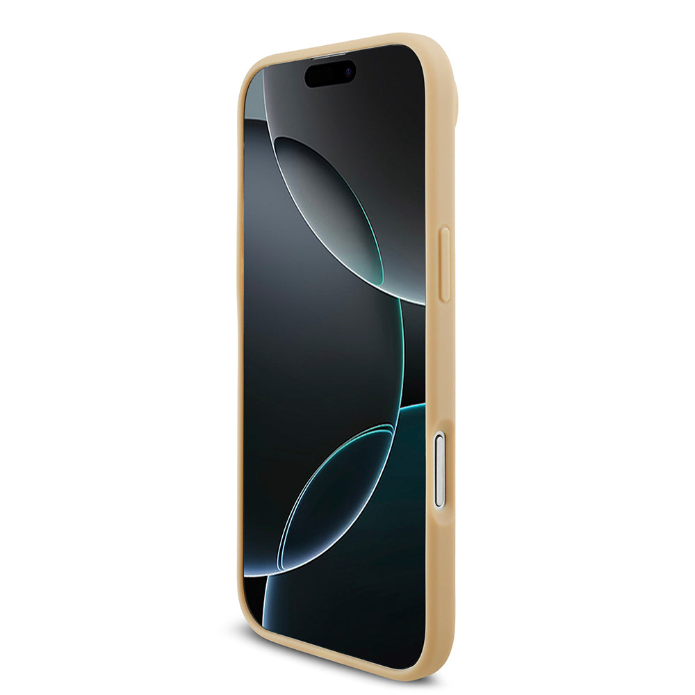 Apple iPhone 17 Air Kılıf Lacoste Orjinal Lisanslı M-safe Şarj Özellikli PU Deri Tasarımlı Karışık Monogram Desenli Kapak Bej