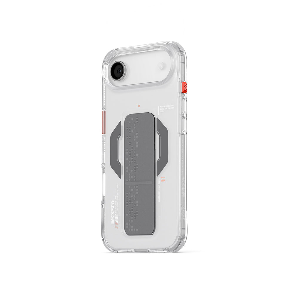 Apple iPhone 17 Air Kılıf M-Safe Şarj Özellikli Airbag Tasarımlı Standlı Skinarma Haxa Kapak Şeffaf