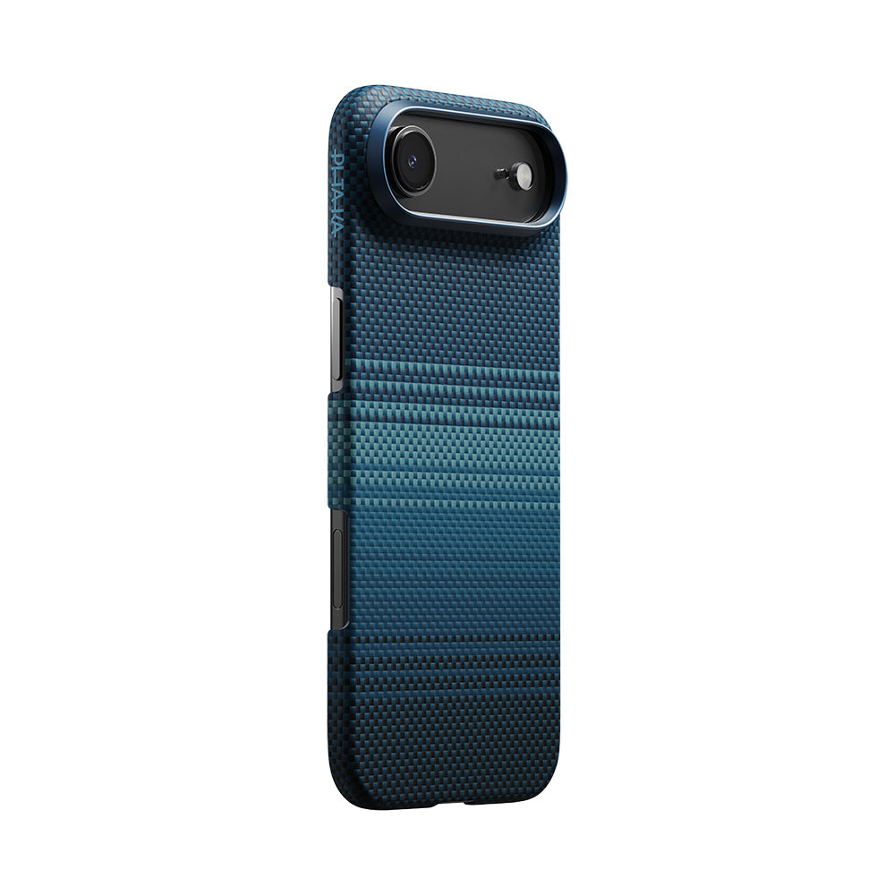 Apple iPhone 17 Air Kılıf M-safe Şarj Özellikli Aramid Fiber Pitaka Tactile Woven Sunset-Moonrise Serisi Kapak Kahverengi