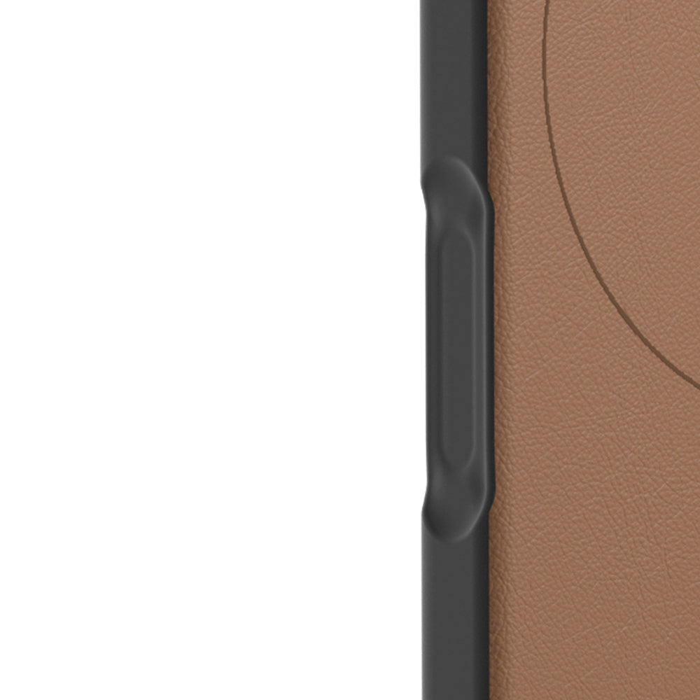 Apple iPhone 17 Air Kılıf M-safe Şarj Özellikli Basit Mat Deri Desenli Youngkit Tech Fashion Serisi Kapak Kahverengi