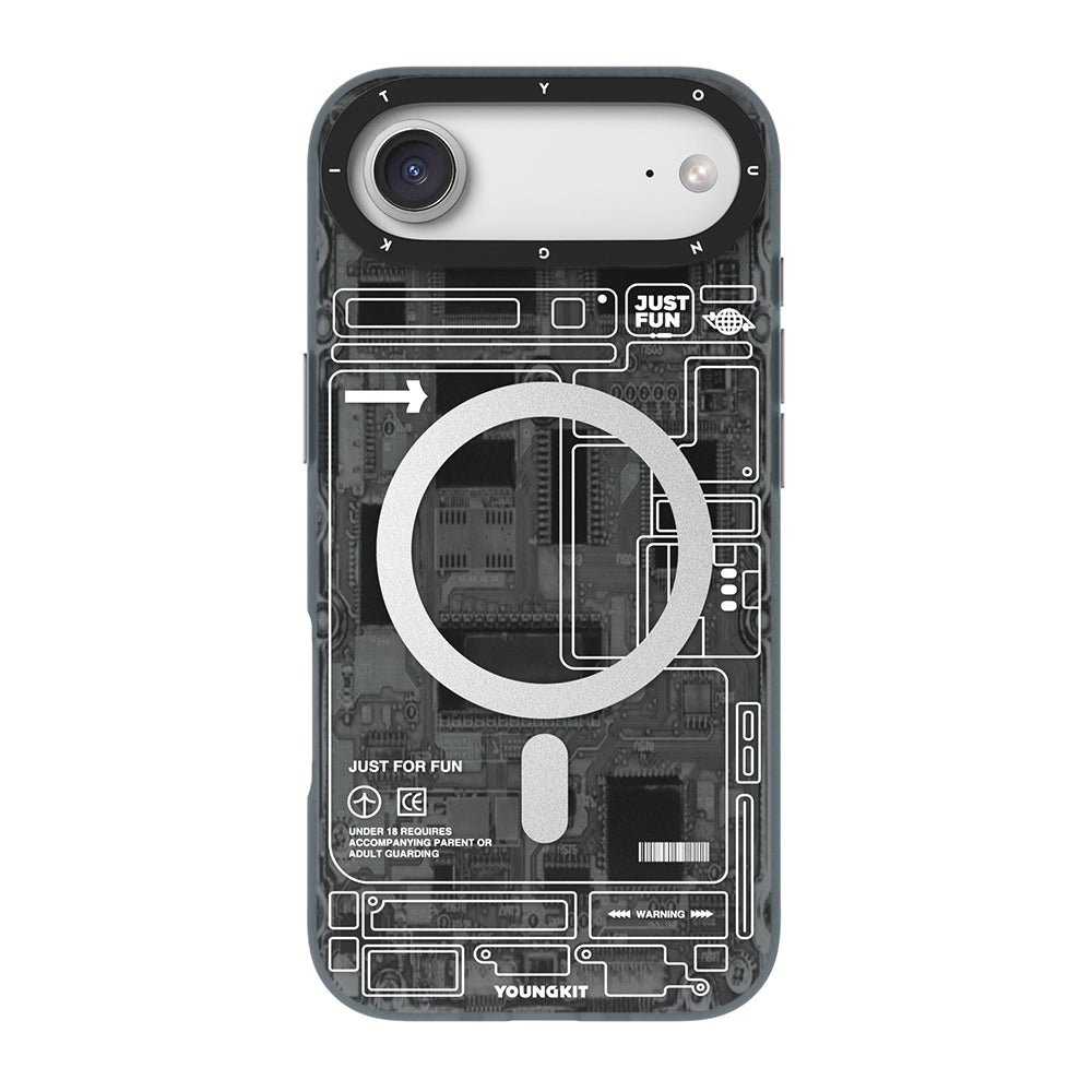 Apple iPhone 17 Air Kılıf M-safe Şarj Özellikli Kamera Denetim Butonlu Youngkit Technology Serisi Kapak Siyah