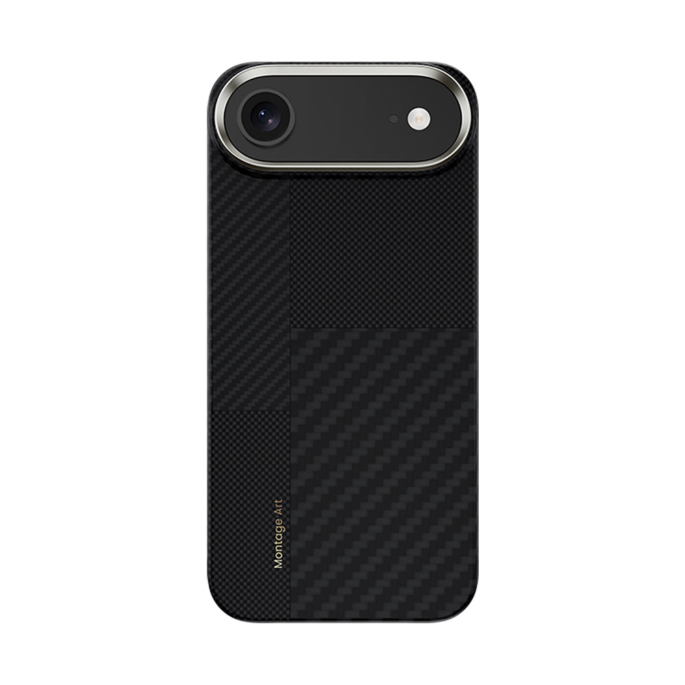 Apple iPhone 17 Air Kılıf M-safe Şarj Özellikli Karbon Fiber Benks Montage ArmorAir Kevlar Kapak Siyah