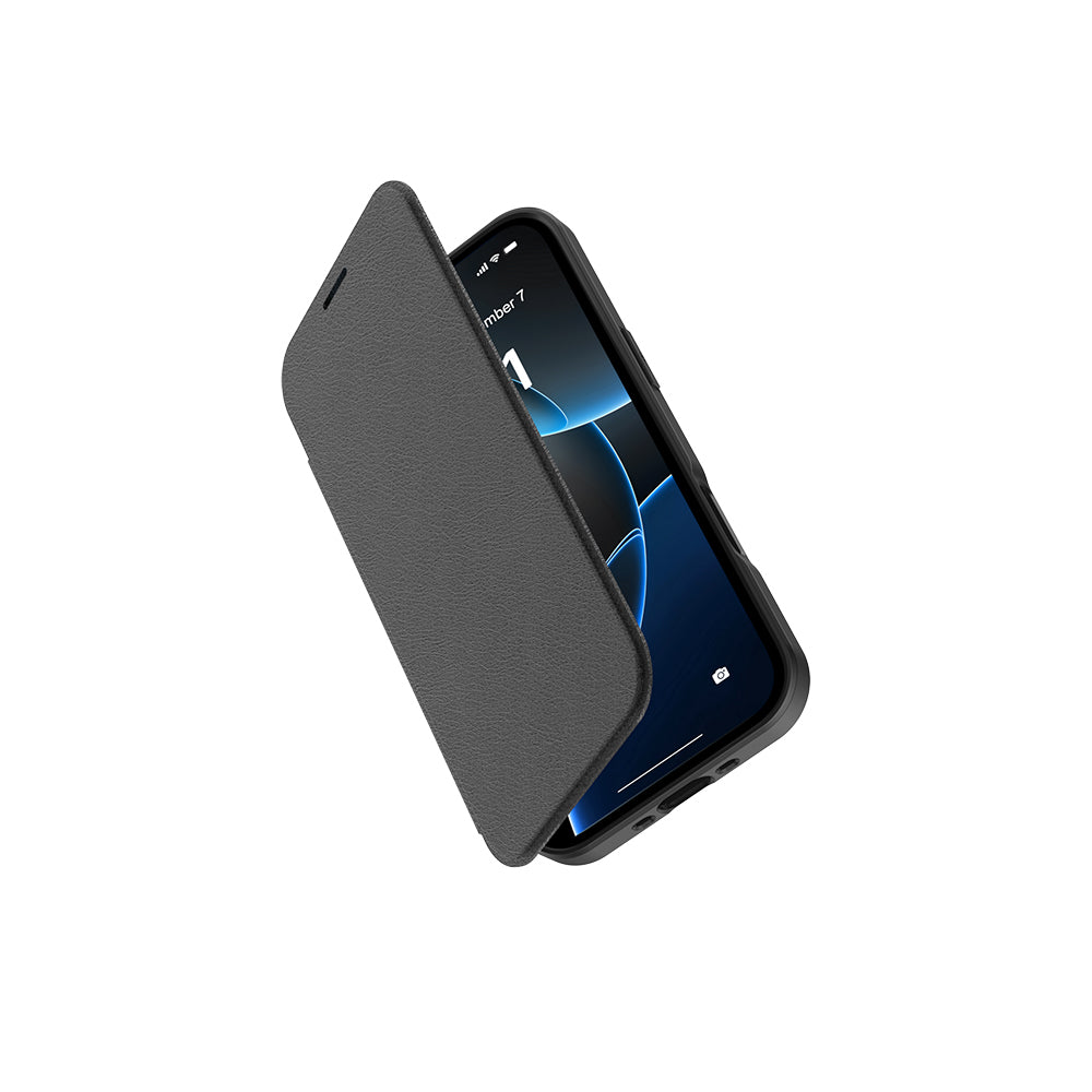 Apple iPhone 17 Air Kılıf M-Safe Şarj Özellikli Raptic Air Folio Şeffaf Kartlıklı Kapaklı Kılıf Siyah