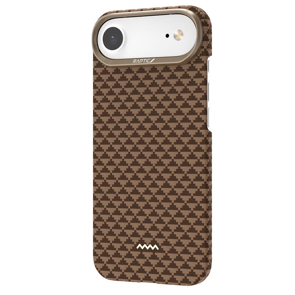 Apple iPhone 17 Air Kılıf M-safe Şarj Özellikli Raptic Aramid Skin Origin Serisi Kapak Kahverengi