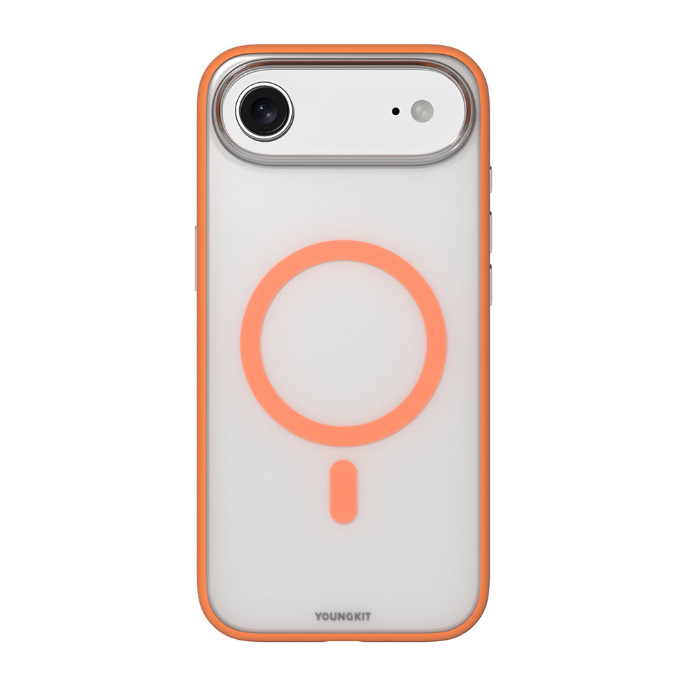 Apple iPhone 17 Air Kılıf M-safe Şarj Özellikli Youngkit Clear Serisi Kapak Turuncu