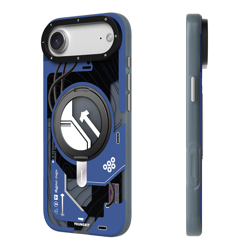 Apple iPhone 17 Air Kılıf M-safe Şarj Özellikli Youngkit Starship Serisi Kapak Mavi