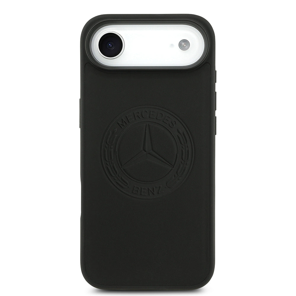 Apple iPhone 17 Air Kılıf Mercedes Benz Orjinal Lisanslı M-safe Şarj Özellikli Hakiki Deri Nostaljik Yıldız Dizayn Kapak Siyah