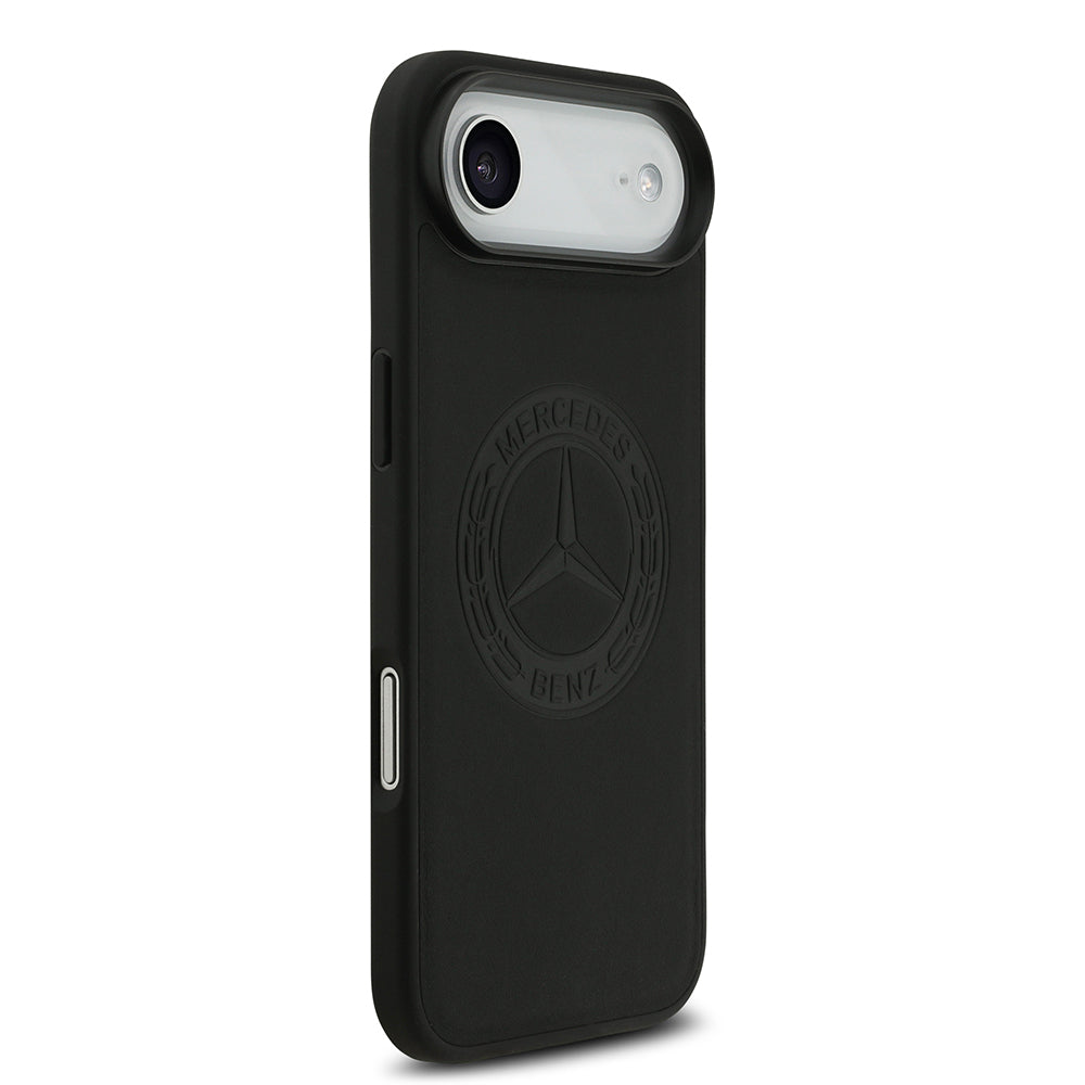 Apple iPhone 17 Air Kılıf Mercedes Benz Orjinal Lisanslı M-safe Şarj Özellikli Hakiki Deri Nostaljik Yıldız Dizayn Kapak Siyah