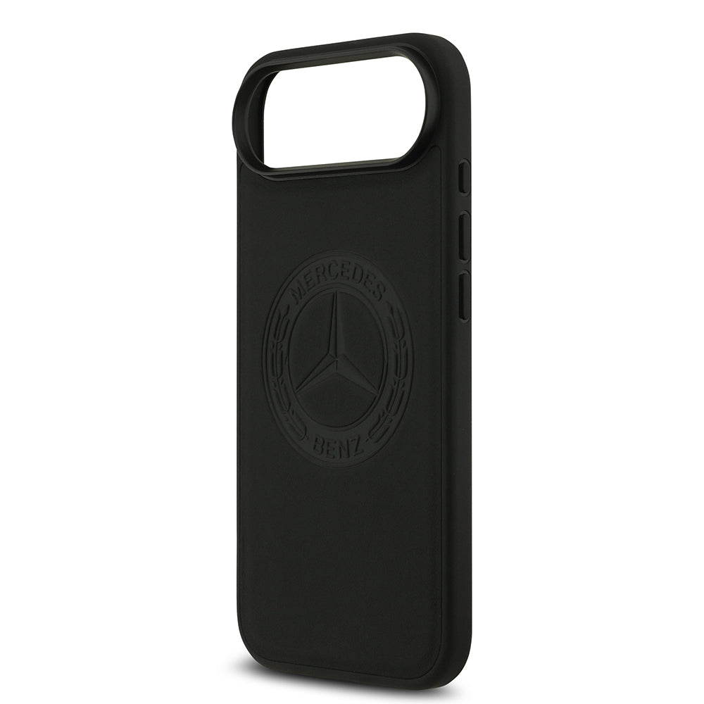 Apple iPhone 17 Air Kılıf Mercedes Benz Orjinal Lisanslı M-safe Şarj Özellikli Hakiki Deri Nostaljik Yıldız Dizayn Kapak Siyah