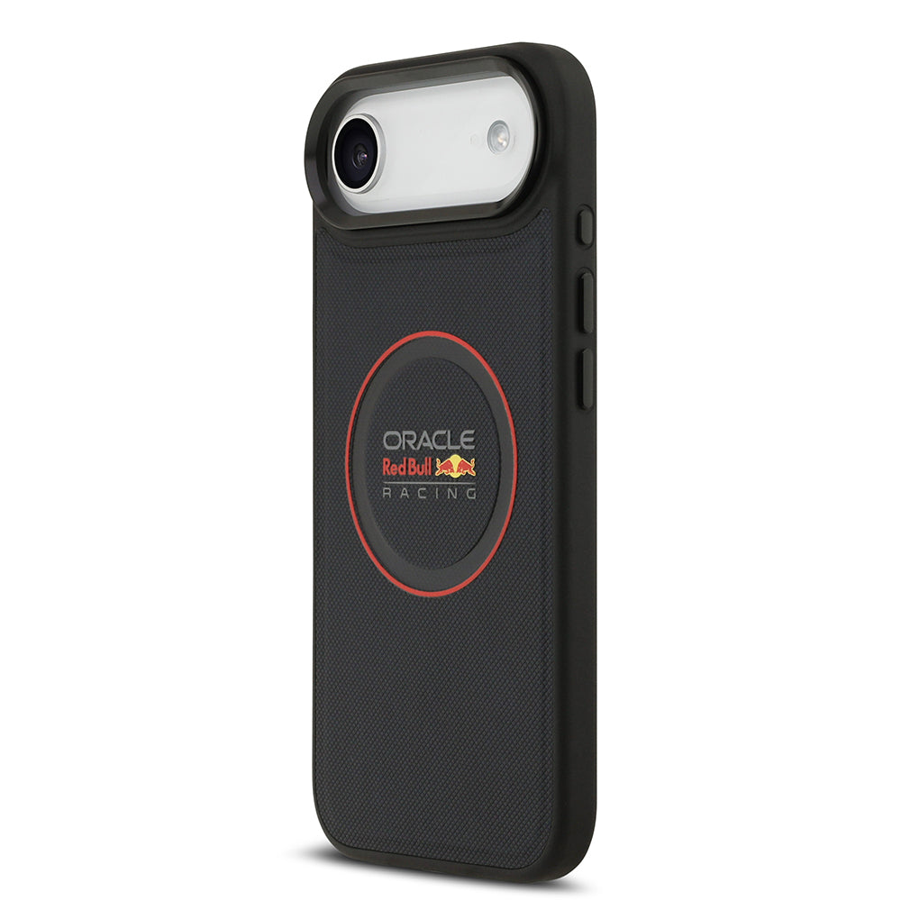 Apple iPhone 17 Air Kılıf Redbull Orjinal Lisanslı M-safe Şarj Özellikli Kırmızı Halka ve Logo Kabartmalı PU Deri Kapak Siyah