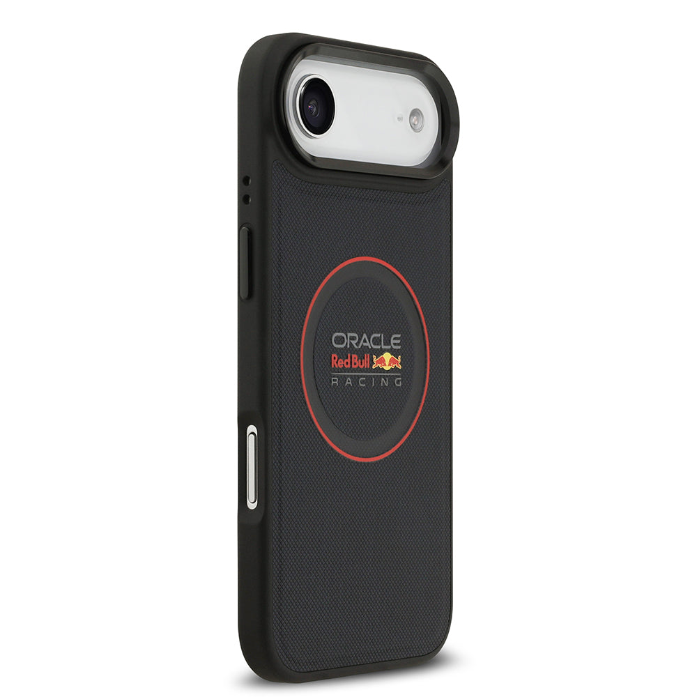 Apple iPhone 17 Air Kılıf Redbull Orjinal Lisanslı M-safe Şarj Özellikli Kırmızı Halka ve Logo Kabartmalı PU Deri Kapak Siyah