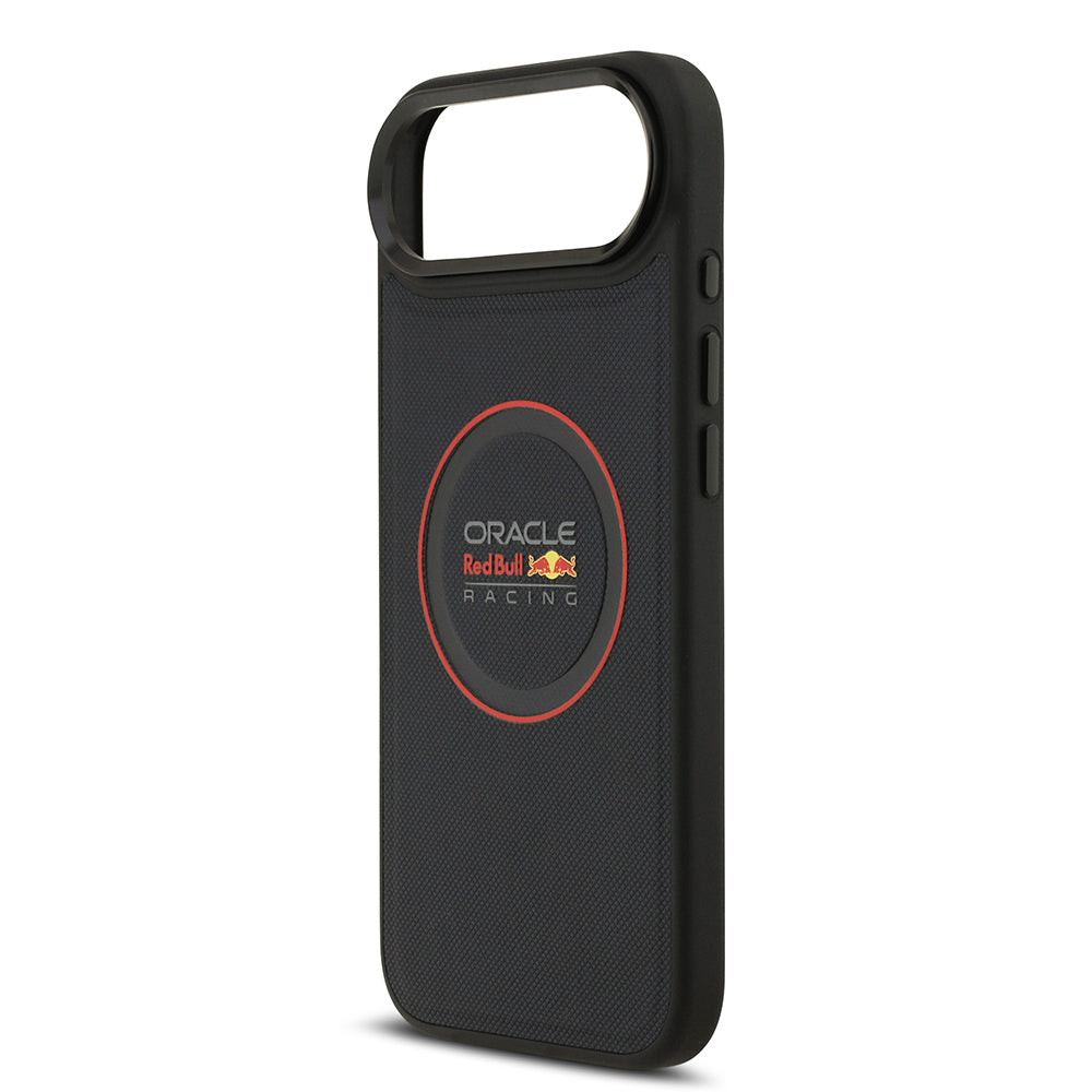 Apple iPhone 17 Air Kılıf Redbull Orjinal Lisanslı M-safe Şarj Özellikli Kırmızı Halka ve Logo Kabartmalı PU Deri Kapak Siyah