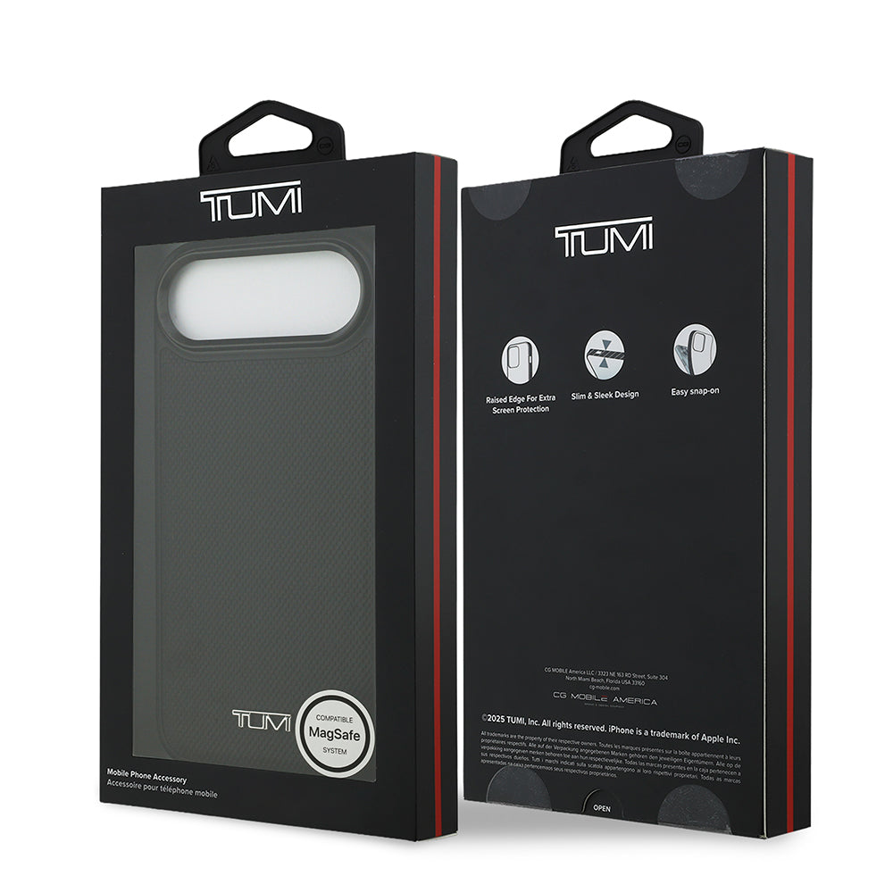 Apple iPhone 17 Air Kılıf TUMI M-safe Şarj Özellikli Deri Noktalı Dizayn Kapak Siyah