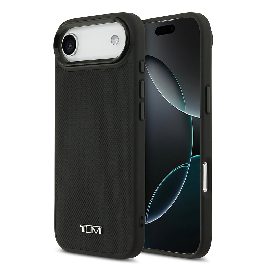 Apple iPhone 17 Air Kılıf TUMI M-safe Şarj Özellikli Deri Noktalı Dizayn Kapak Siyah