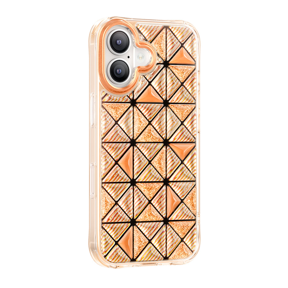 Apple iPhone 17 Kılıf 3D Buz Blok Desenli Zore Paris Kairo TPU Kapak Turuncu