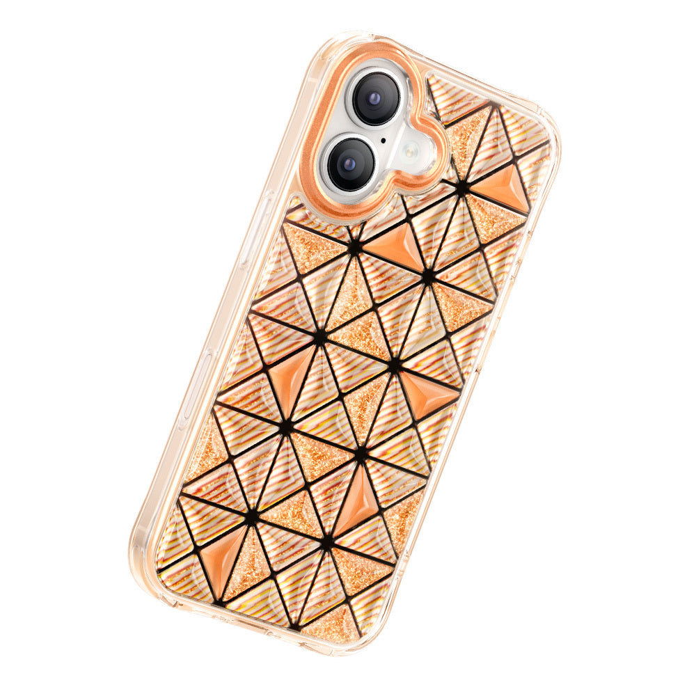 Apple iPhone 17 Kılıf 3D Buz Blok Desenli Zore Paris Kairo TPU Kapak Turuncu