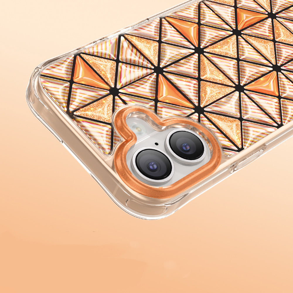 Apple iPhone 17 Kılıf 3D Buz Blok Desenli Zore Paris Kairo TPU Kapak Turuncu