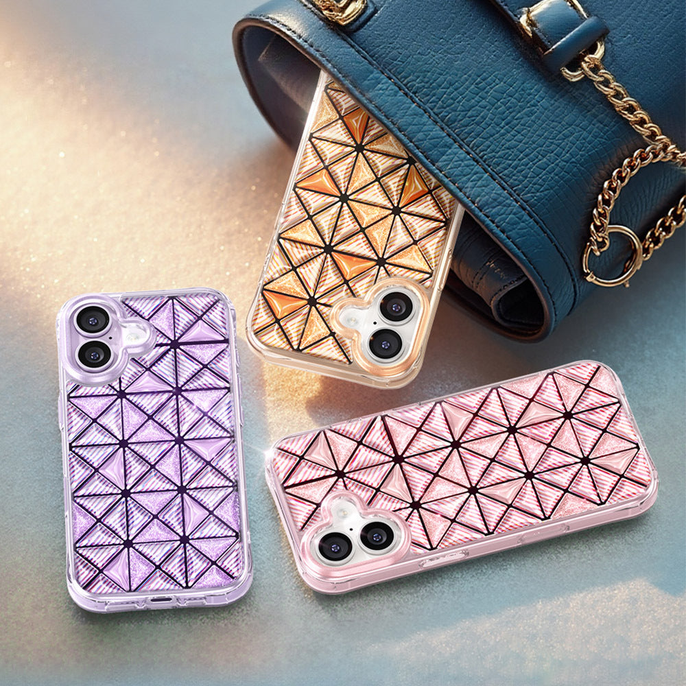 Apple iPhone 17 Kılıf 3D Buz Blok Desenli Zore Paris Kairo TPU Kapak Turuncu