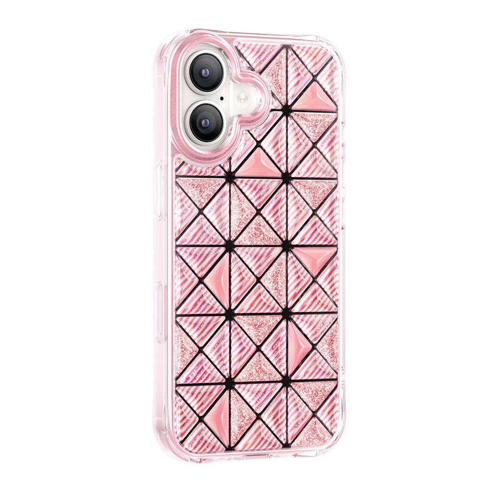 Apple iPhone 17 Kılıf 3D Buz Blok Desenli Zore Paris Kairo TPU Kapak Pembe