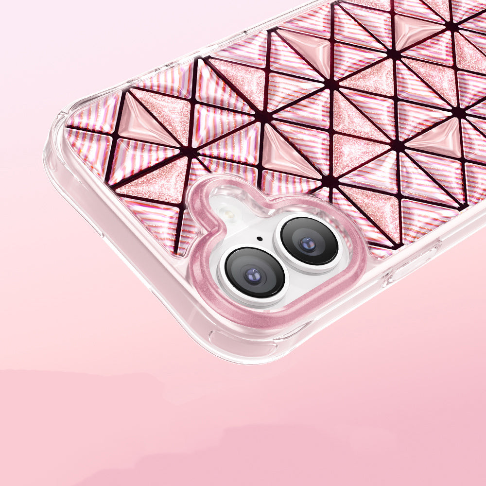 Apple iPhone 17 Kılıf 3D Buz Blok Desenli Zore Paris Kairo TPU Kapak Pembe