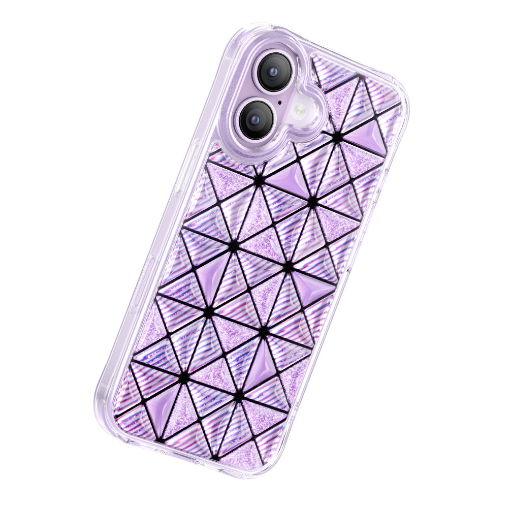 Apple iPhone 17 Kılıf 3D Buz Blok Desenli Zore Paris Kairo TPU Kapak Mor