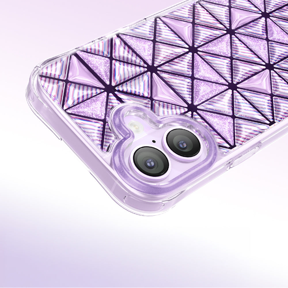 Apple iPhone 17 Kılıf 3D Buz Blok Desenli Zore Paris Kairo TPU Kapak Mor