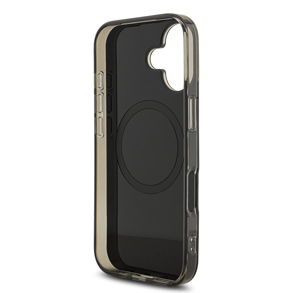 Apple iPhone 17 Kılıf AMG Orjinal Lisanslı M-safe Şarj Özellikli IML Baskı Logolu Çift Katmanlı Bow Lines Kapak Siyah