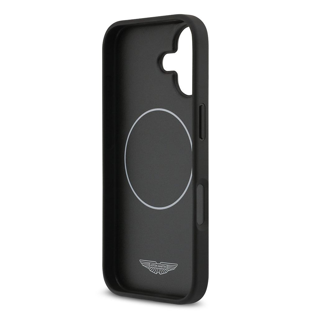 Apple iPhone 17 Kılıf Aston Martin Orjinal Lisanslı M-safe Şarj Özellikli Karbon Fiber Kevlar Kapak Siyah