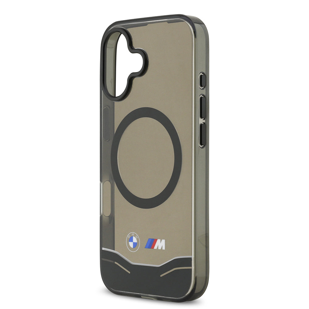 Apple iPhone 17 Kılıf BMW Orjinal Lisanslı M-safe Şarj Özellikli Metal Buton Tasarımlı Tranparan M Dizayn Kapak Siyah