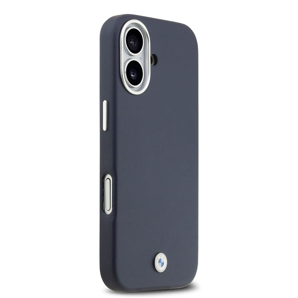 Apple iPhone 17 Kılıf BMW Orjinal Lisanslı M-safe Şarj Özellikli Metal Logolu Tam Kaplama Deri Kapak Lacivert