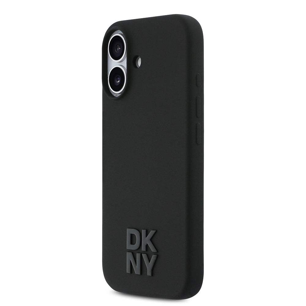 Apple iPhone 17 Kılıf DKNY Orjinal Lisanslı M-safe Şarj Özellikli Metal Logolu Silikon Kapak Siyah