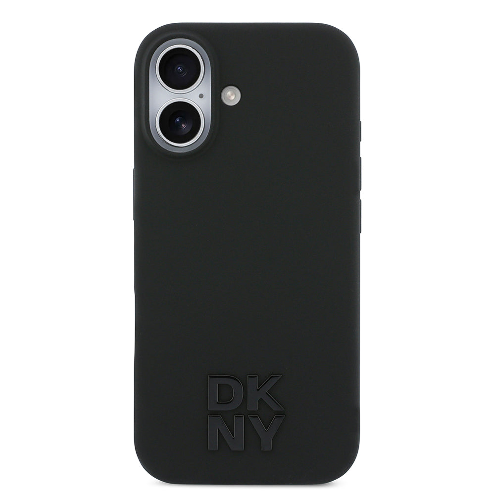 Apple iPhone 17 Kılıf DKNY Orjinal Lisanslı M-safe Şarj Özellikli Metal Logolu Silikon Kapak Siyah