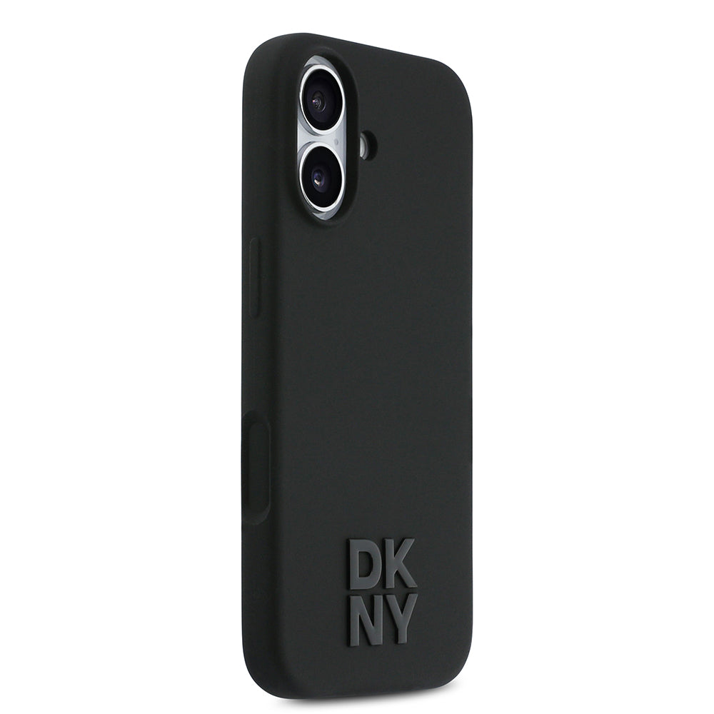 Apple iPhone 17 Kılıf DKNY Orjinal Lisanslı M-safe Şarj Özellikli Metal Logolu Silikon Kapak Siyah