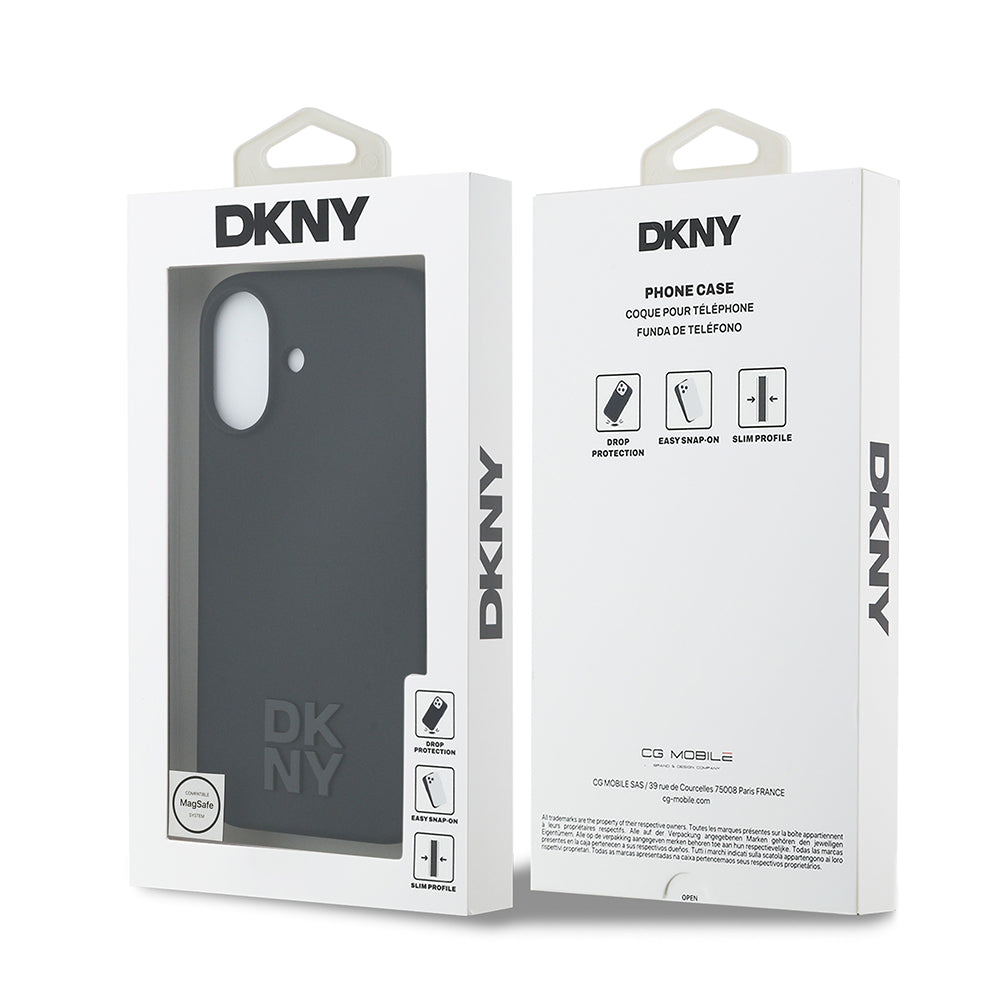 Apple iPhone 17 Kılıf DKNY Orjinal Lisanslı M-safe Şarj Özellikli Metal Logolu Silikon Kapak Siyah