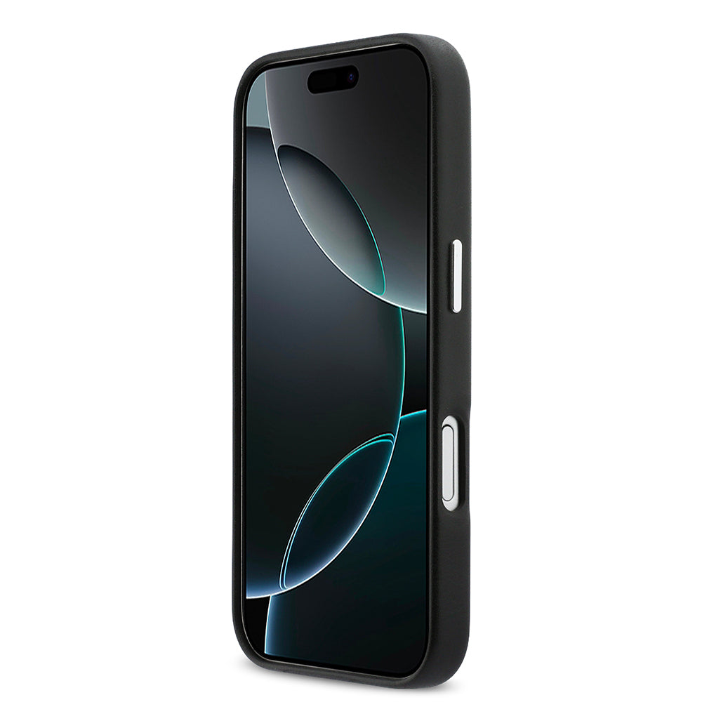 Apple iPhone 17 Kılıf DKNY Orjinal Lisanslı M-safe Şarj Özellikli PU Büyük Dikey Logolu Kapak Siyah