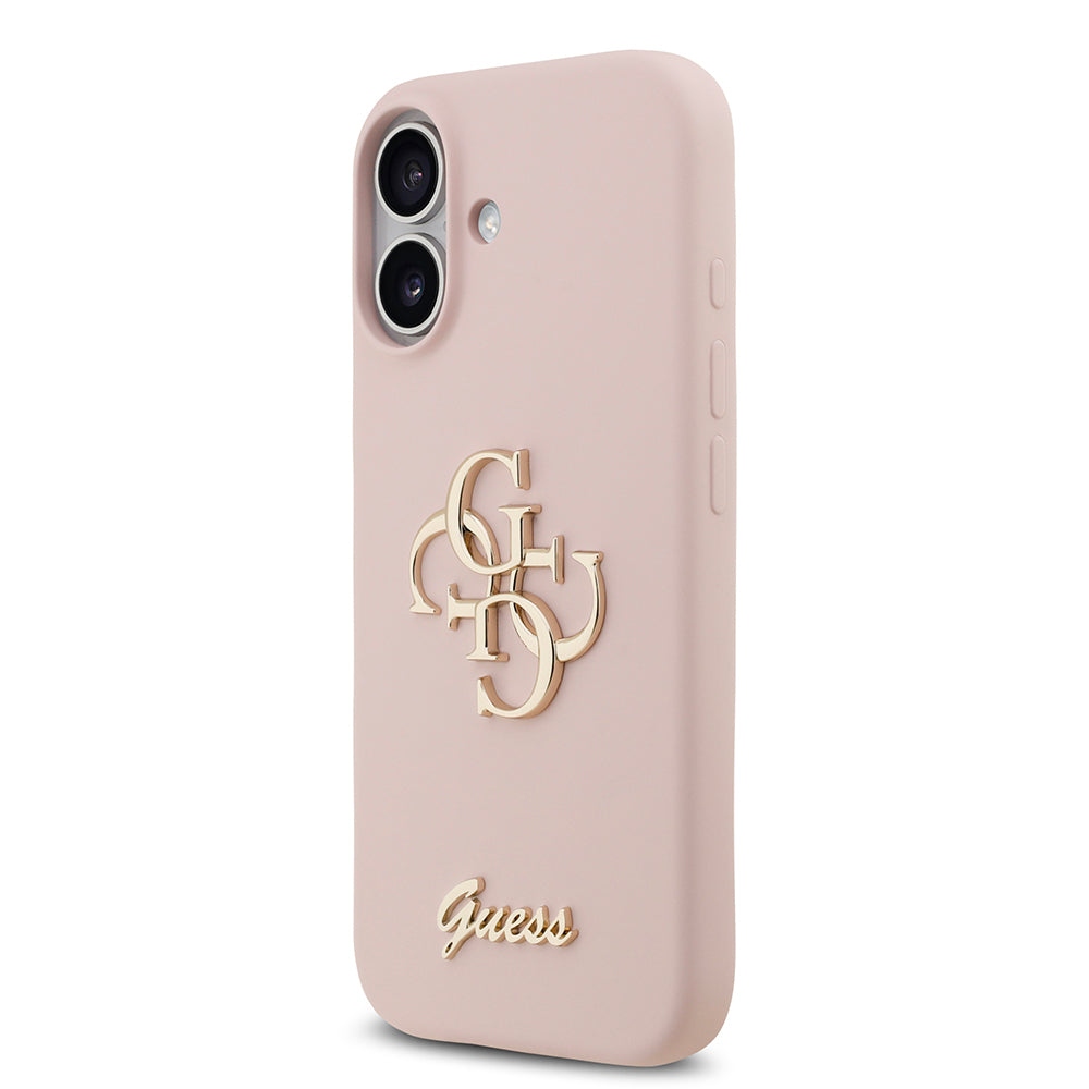 Apple iPhone 17 Kılıf Guess Orjinal Lisanslı Grained Yazı Logolu Kapak Pembe
