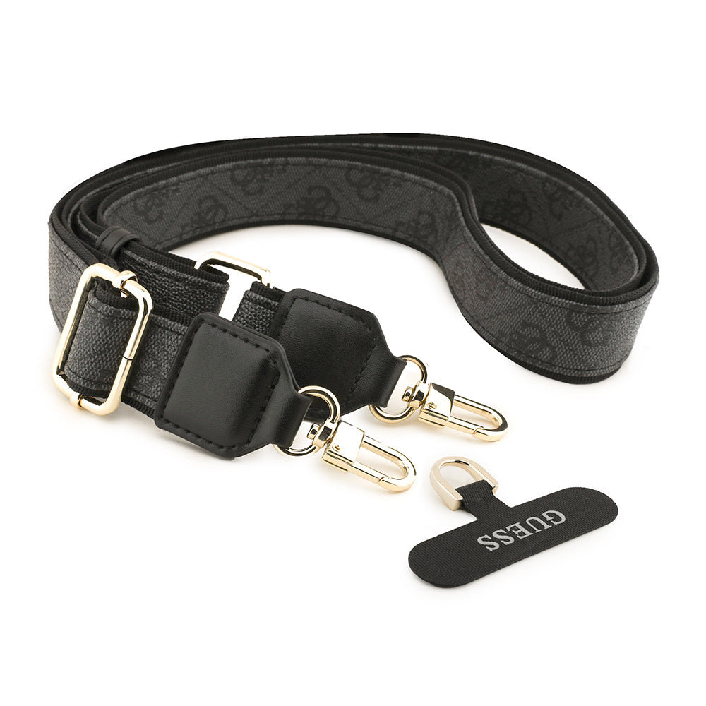 Apple iPhone 17 Kılıf Guess Orjinal Lisanslı M-safe Şarj Özellikli Askılı ve 4G Logo Kartlıklı Kapak Siyah