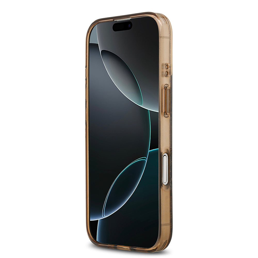 Apple iPhone 17 Kılıf Guess Orjinal Lisanslı M-safe Şarj Özellikli IML Peony ve 4G Desenli Klasik Logolu Kapak Siyah