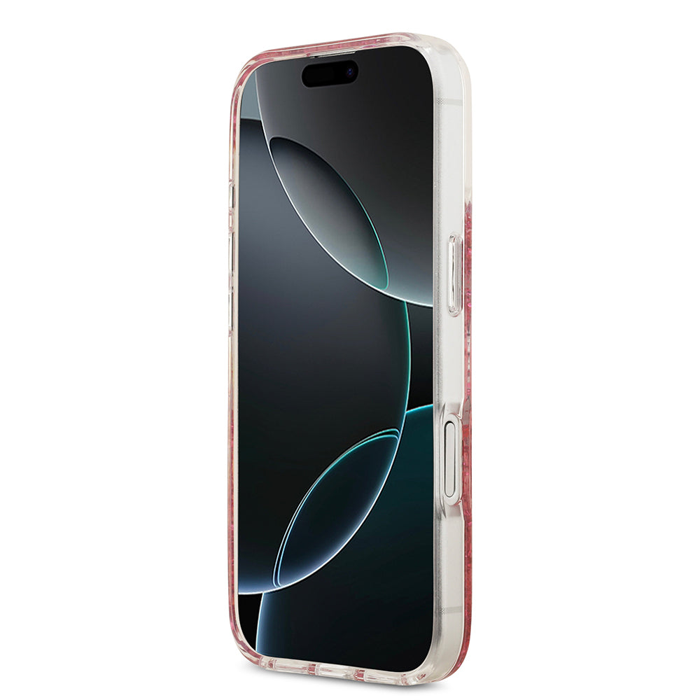 Apple iPhone 17 Kılıf Guess Orjinal Lisanslı M-safe Şarj Özellikli Transparan Resin Bottom Kapak Pembe